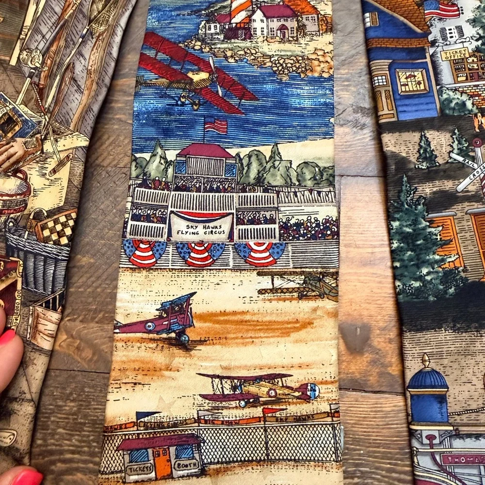 Tango Americana Series Silk Vtg EUC lot of 6 Cars fishing circus baseball train